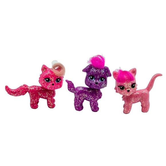Polly Pocket Glitter Cat Dog Pink Purple Hair Animals Toy Figurine - Picture 1 of 15